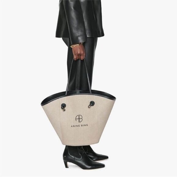 Anine Bing Large Taylin Linen Tote Bag - Picture 2 of 11